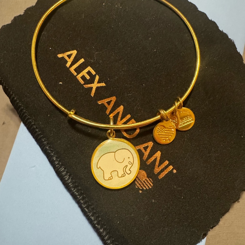 Alex and Ani ivory Ella Elephant Charm Bangle